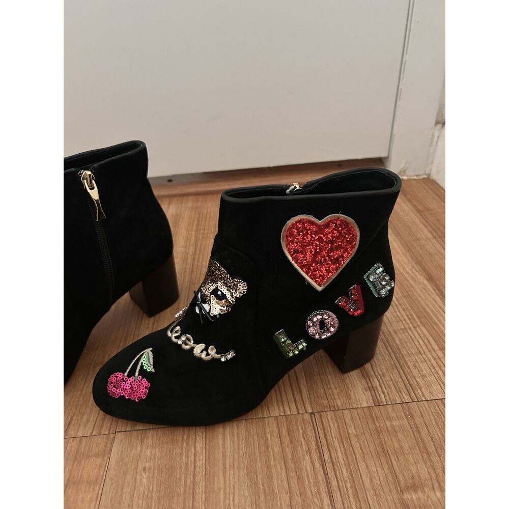 Kate Spade New York Women's Boots Size 7.5 Meow Jewelled Suede Upper Statement